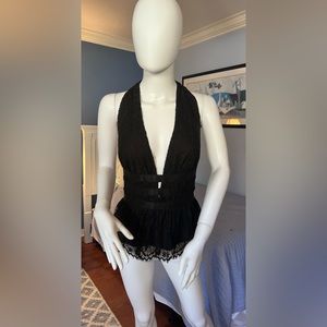 Bebe black lace halter top